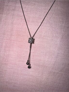 Silver Square Slider Pendant Necklace with Ball Chain